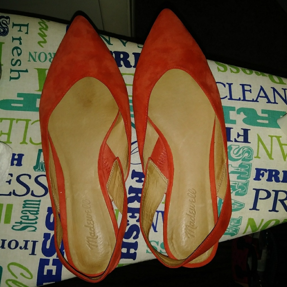 Madewell orange suede leather pointy flats